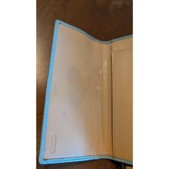 COACH Light Blue Leather Checkbook Holder - Picture 5 of 6